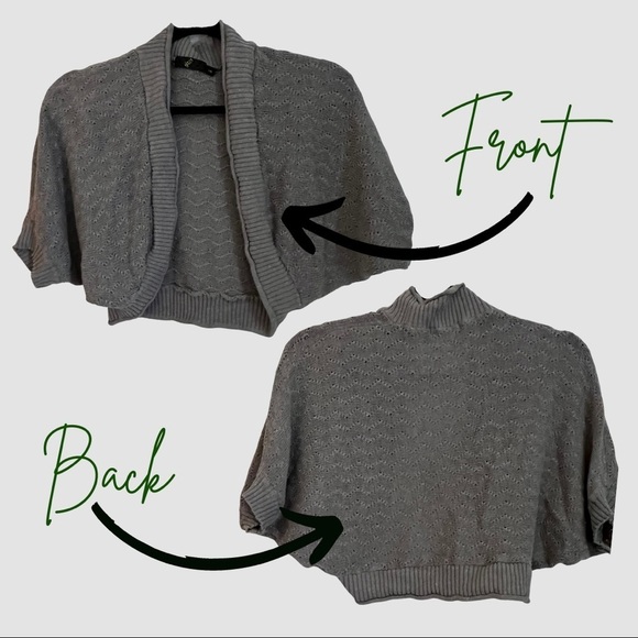 *5 for $20* Grey Crochet Knit Shrug Cardigan - Picture 2 of 4